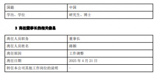 官宣！海富通基金高管变更：路颖离任 新任谢乐斌为董事长
