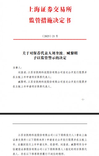 保荐职责不到位 中信建投2保代被监管警示