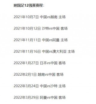 国足12强赛赛程时间(国足12强赛赛程时间日本)