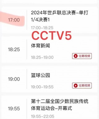 cctv5今日节目单(cctv5+体育节目表)