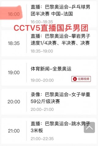 今天中央cct5+节目单(今天央视cctv5节目表预告)