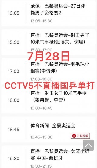 cctv5今日节目单(cctv5+体育节目表)