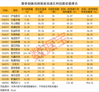 创历史新高的优质高成长科技股曝光，19股上榜！