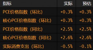 美国实际消费支出创近四年来更大降幅 PCE价格指数温和走高