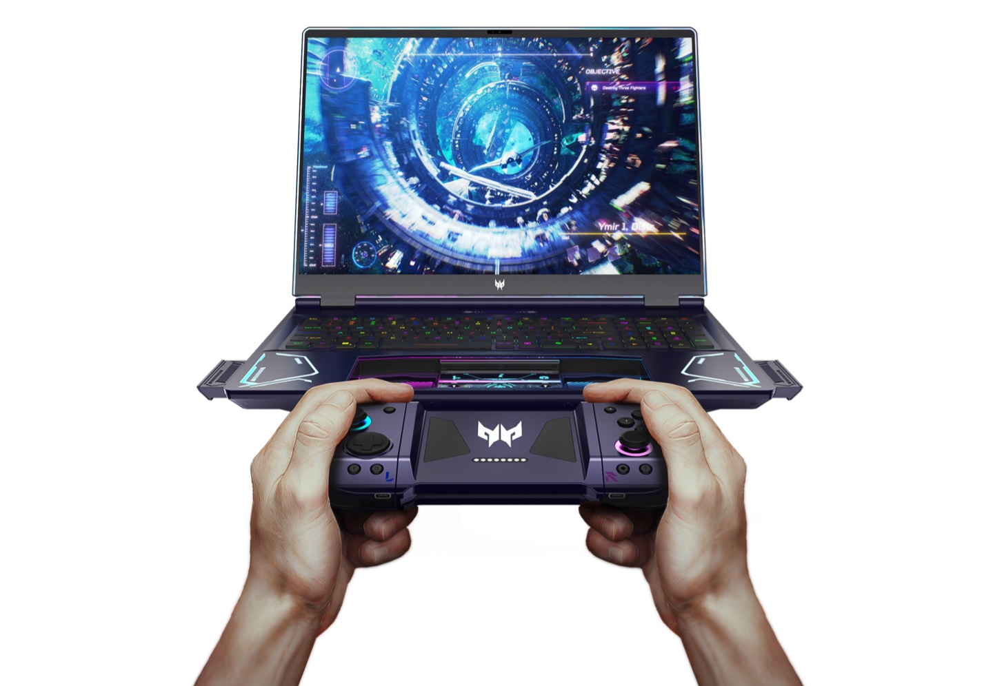 宏碁发布 Project DualPlay 概念笔记本：触控板可拆卸变手柄，弹出式扬声器  第1张