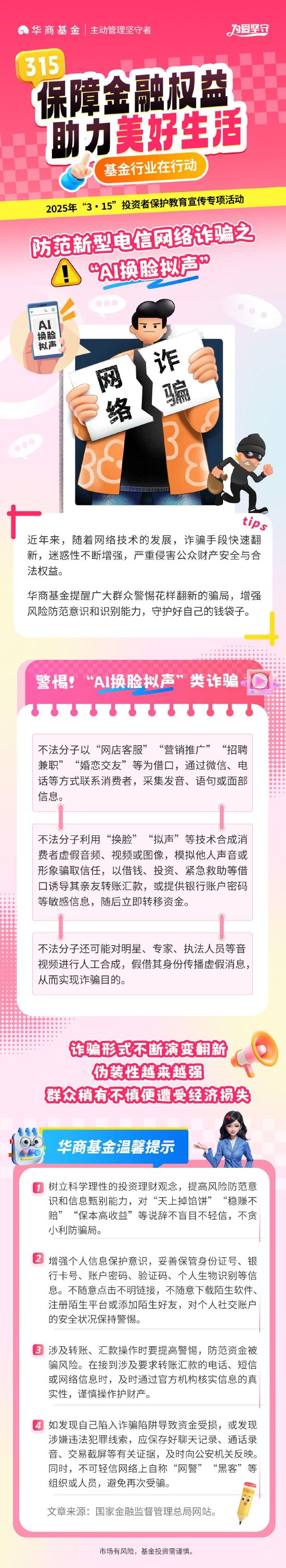 3•15投资者保护丨华商基金：防范新型电信 *** 诈骗之“AI换脸拟声”  第1张