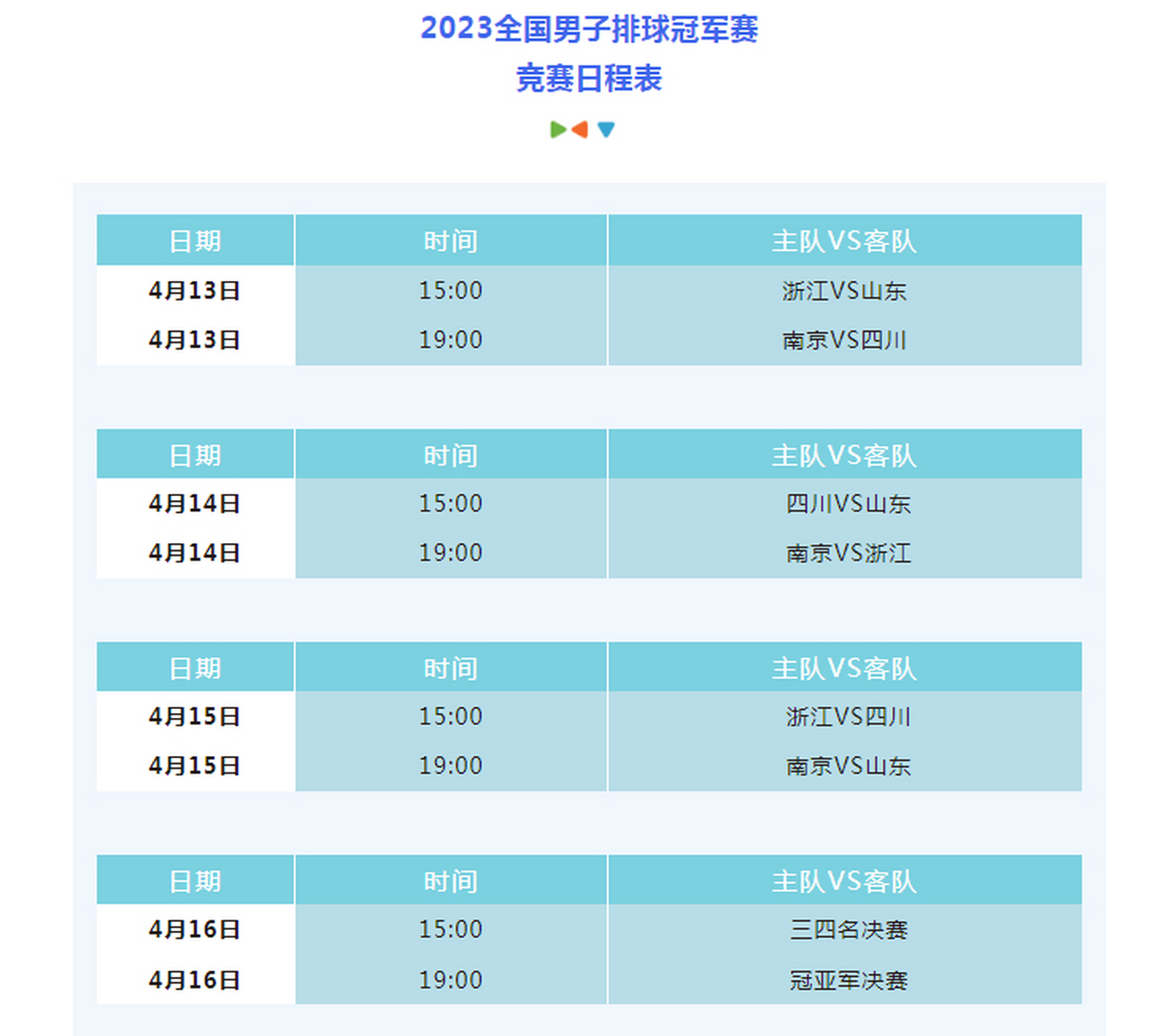 2023年女排比赛时间表(2023年女排比赛时间表最新)  第1张
